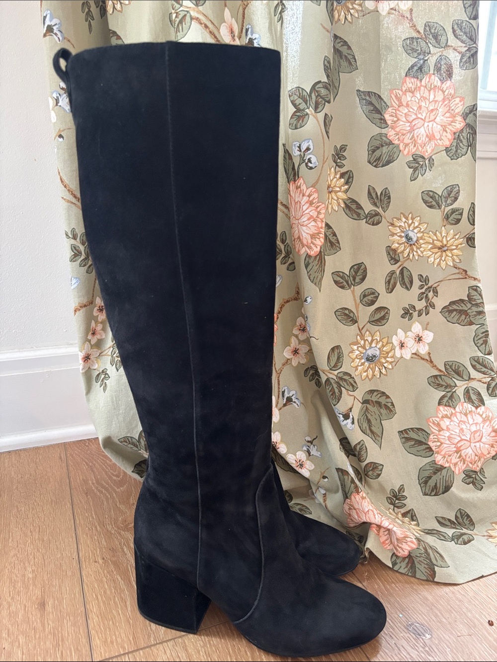 Sam Edelman Thora Black Suede Knee-High Boots Size 8